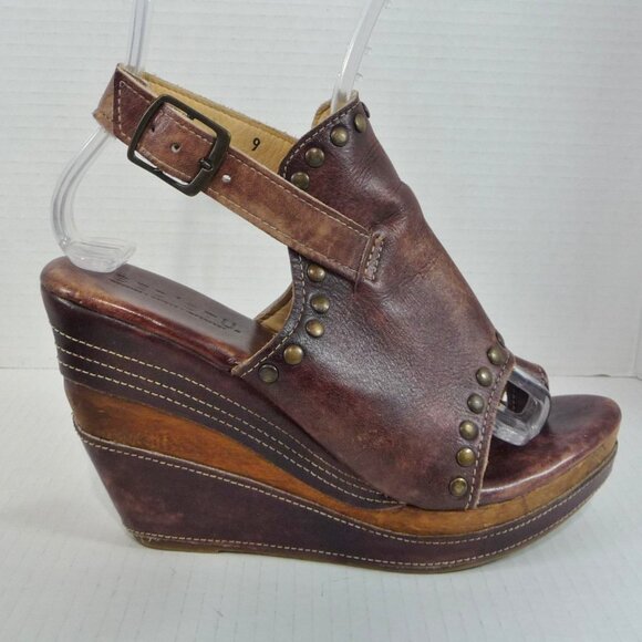BED STU SIZE 9 JOANN LEATHER WEDGES - Picture 3 of 14